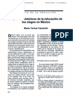 Camarillo. (1991) "Aspectos Históricos de La Educación de Los Ciegos en México", en Cero en Conducta, Año 6, Núm 23-24, Enero - Abril, 1991.