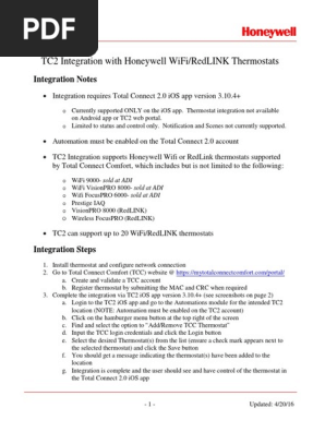 Total Connect 2 0 Integration Total Connect Comfort Wifi Thermostats
