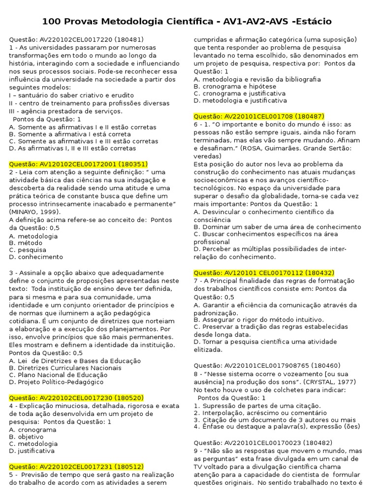 100 Questões Metodologia Científica | PDF | Raciocínio indutivo | Science