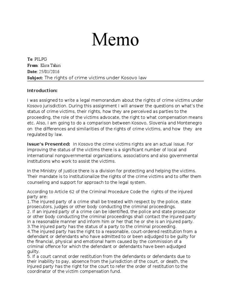 Legal Memo | PDF | Victimology | Crime & Violence