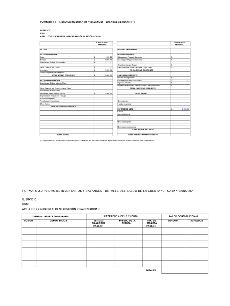 Formato de Balance General | PDF | Compartir (Finanzas) | Contabilidad