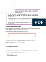 Topic 1: Quadratics