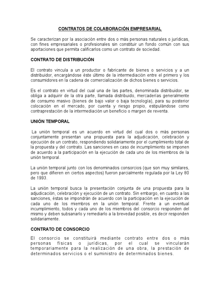 Contratos de Colaboración Empresarial | PDF | Arrendamiento | Outsourcing