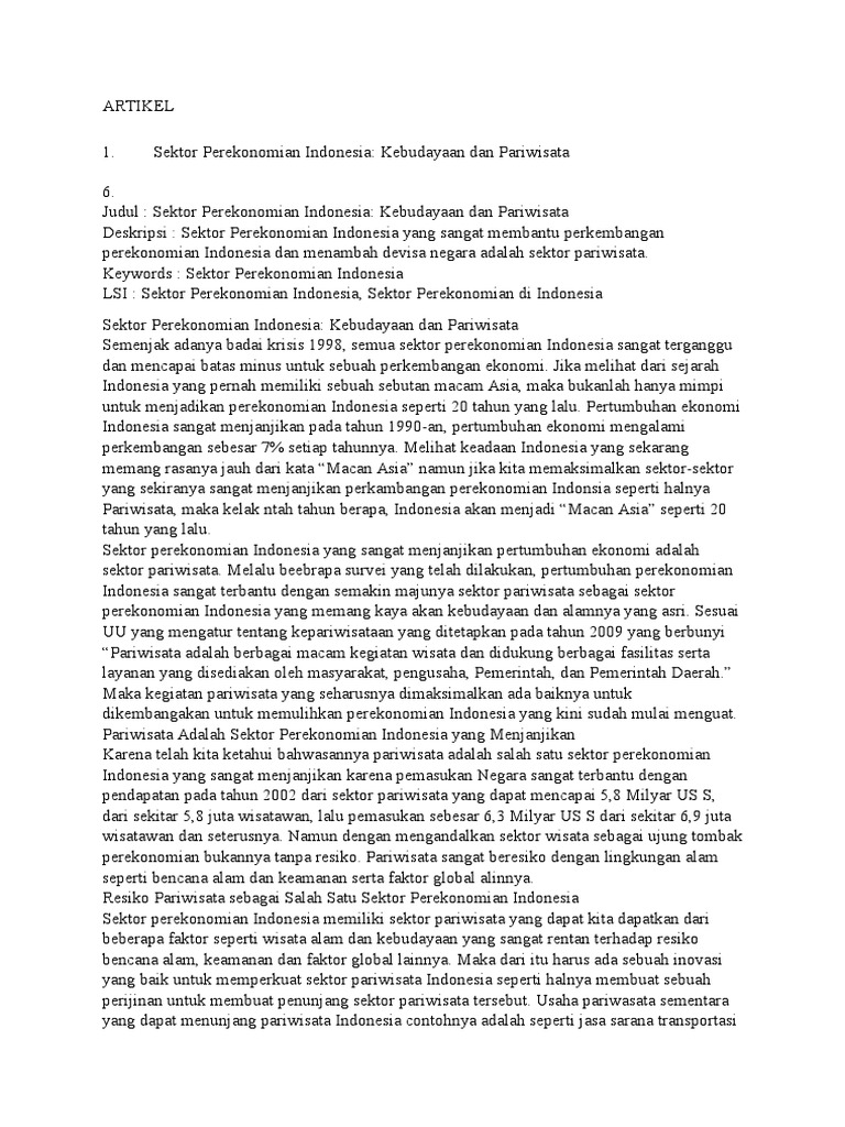 Artikel Perekonomian Indonesia  PDF  Artikel Perekonomian Indonesia  PDF