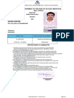 Exam Centre: Direct Recruitment To The Post of Ae Elec/ Mech/Civil Hall Ticket