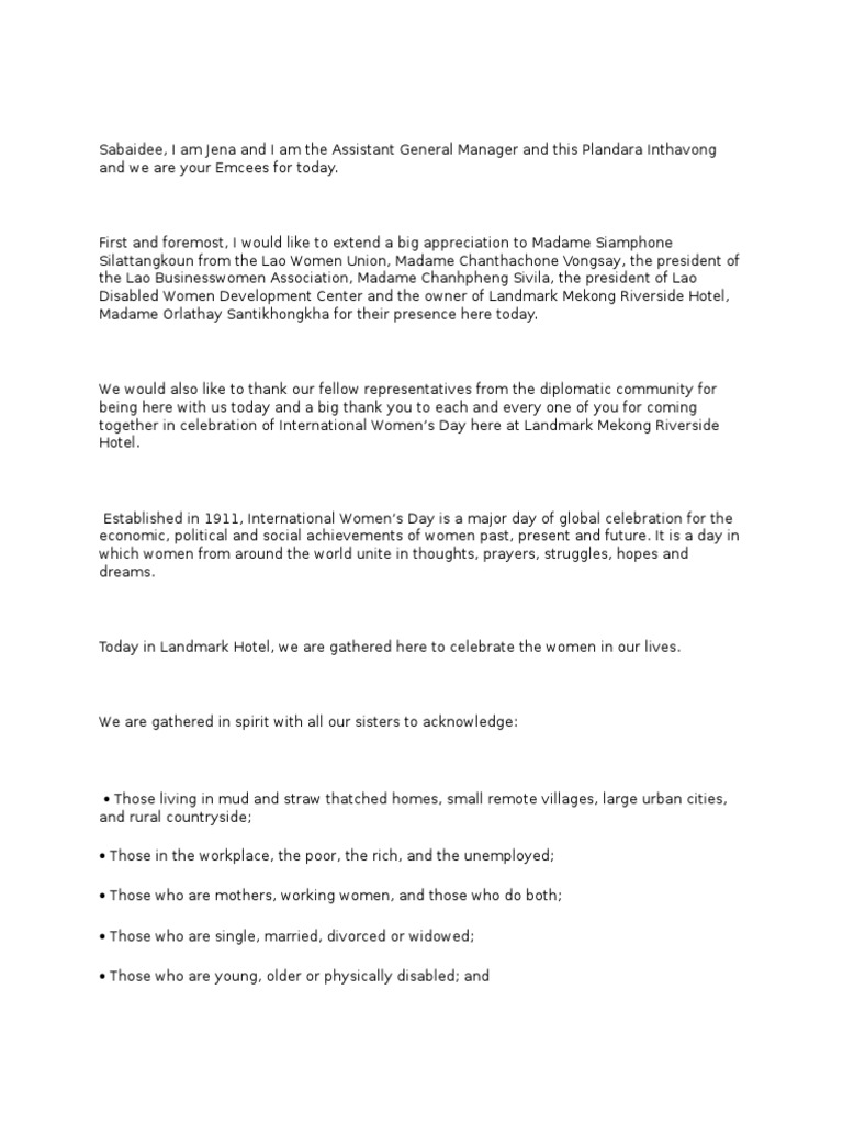 17+ Master Of Ceremony Script For Womens Day download