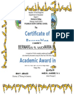 Certificate of Recognition Academic Award in Writing: Bernardo R. Guevarra JR