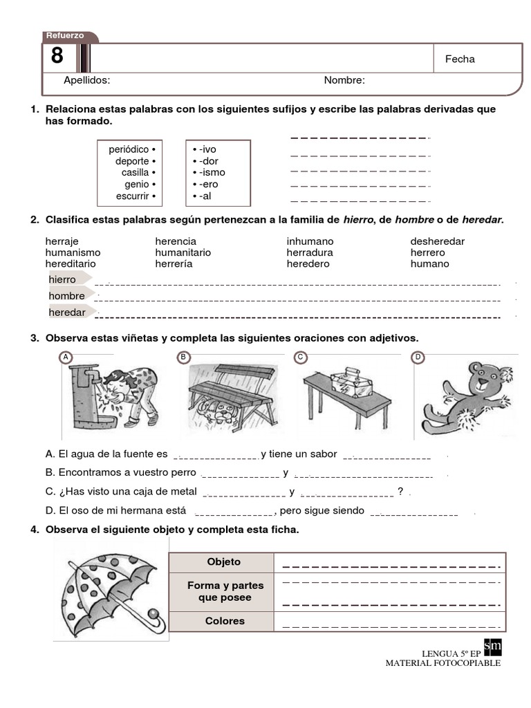 Actividades de Lengua para Quinto Grado | PDF | Artes del Lenguaje y ...