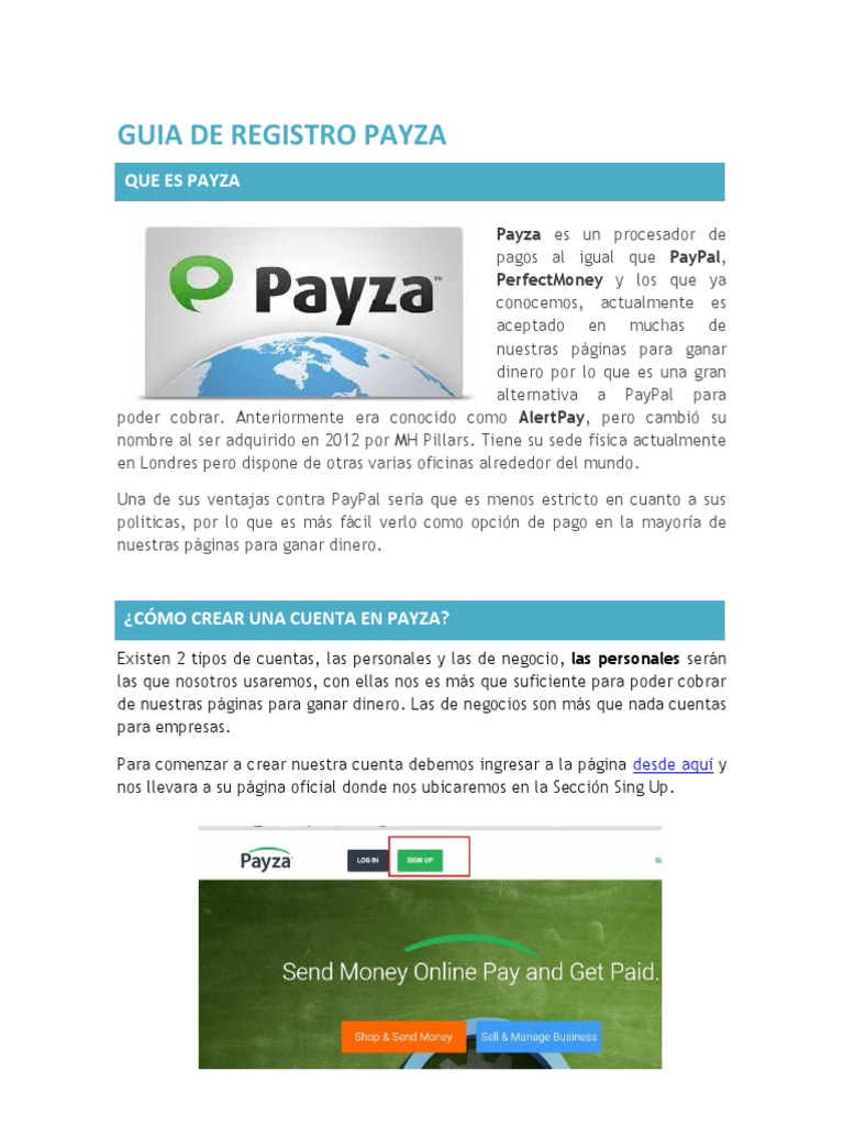 Guia de Registro Payza | PDF | Pay Pal | Informática y tecnología de la ...