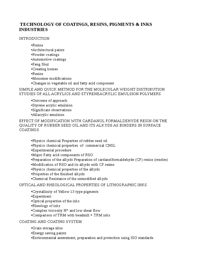 Coatings and Resins Technology Overview | PDF | Paint | Epoxy