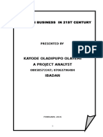 Nigerian Business in 21St Century: Kayode Oladipupo Olayemi A Project Analyst Ibadan