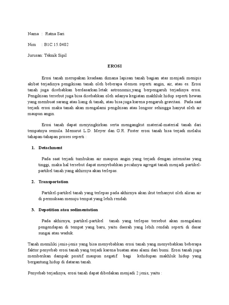 Penyebab dan Cara Mengatasi Erosi Tanah | PDF | Sains & Matematika