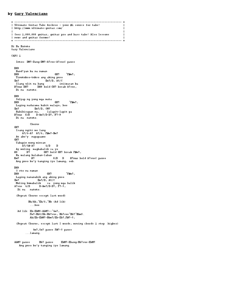 Di Na Natuto Chords By Gary Valenciano Pdf