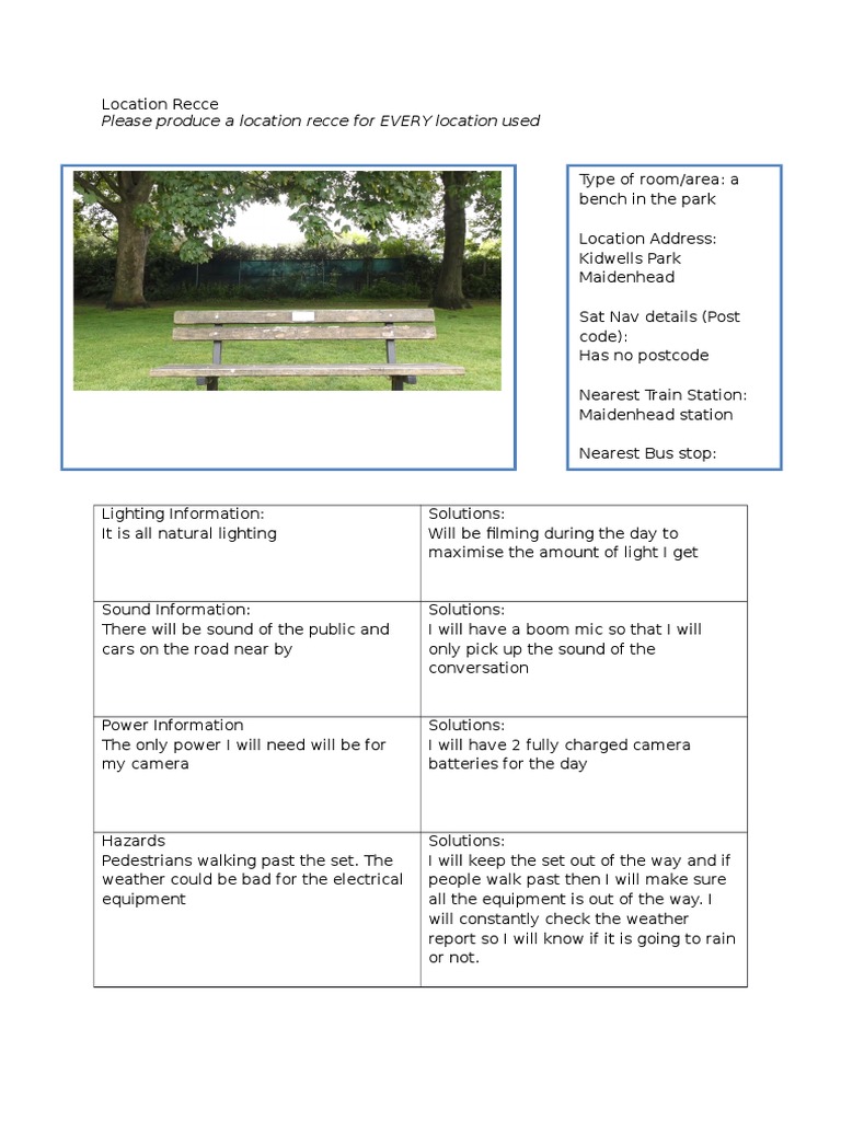 Location Recce | PDF | Technology & Engineering