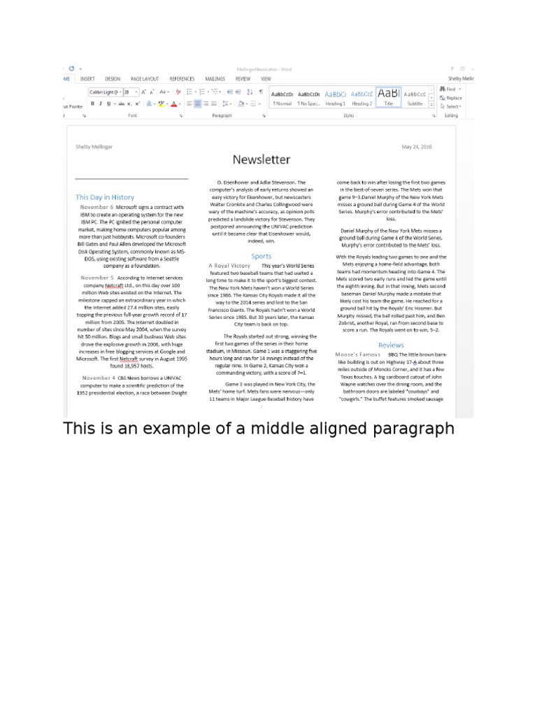 This Is An Example of A Middle Aligned Paragraph | PDF | Language Arts ...