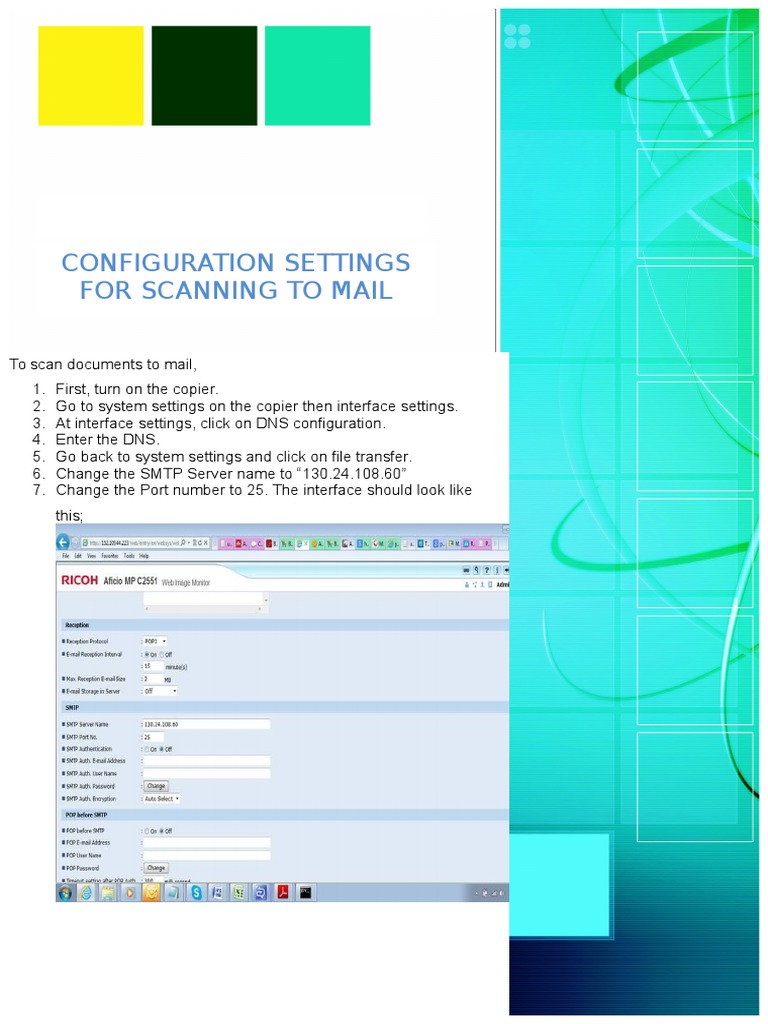 Configuration Settings For Scanning To Mail | PDF