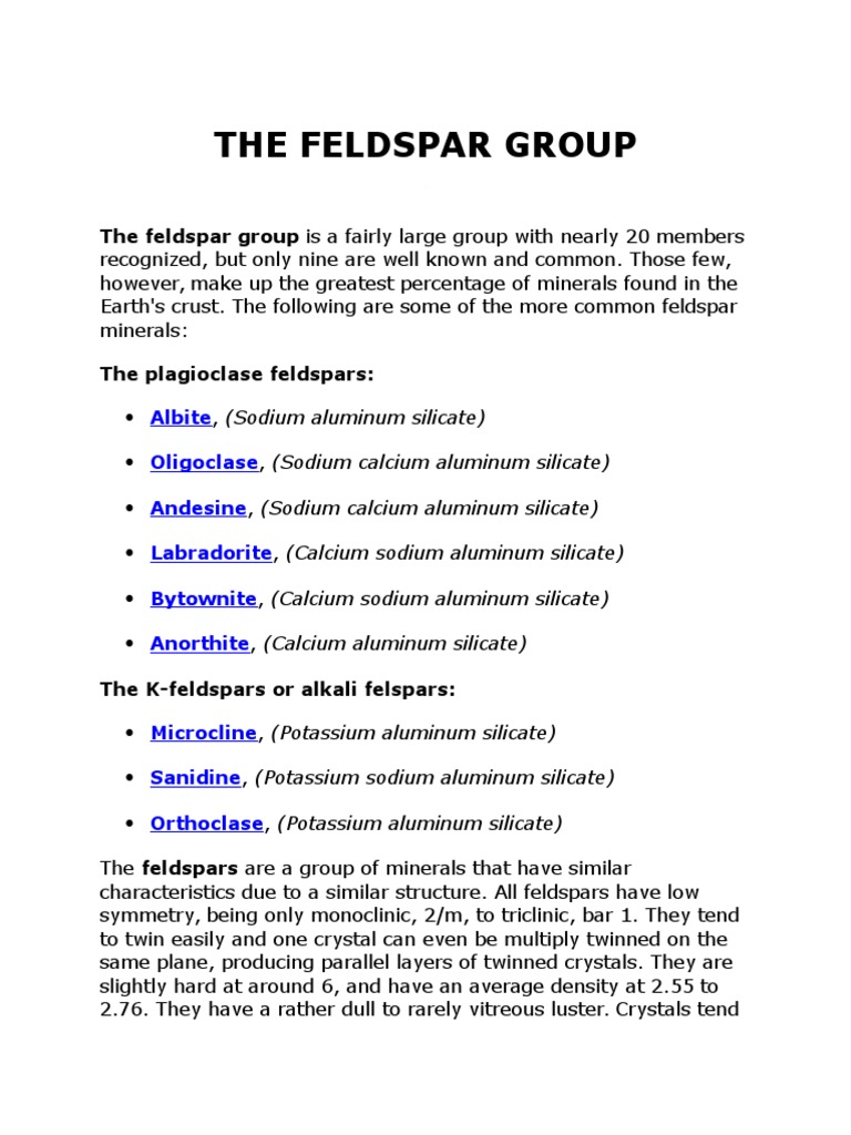 An In-Depth Look at the Feldspar Group of Minerals: Composition ...