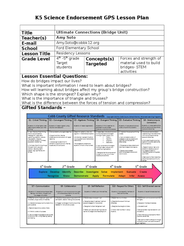 Ultimate Connection 5e Lesson Plan | PDF | Bridge | Science, Technology ...