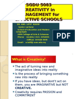 SGDU 5083 Creativity in Management For Effective Schools