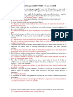 Atividade de Fixação de HISTÓRIA - 6º Ano TARDE - CORREÇÃO