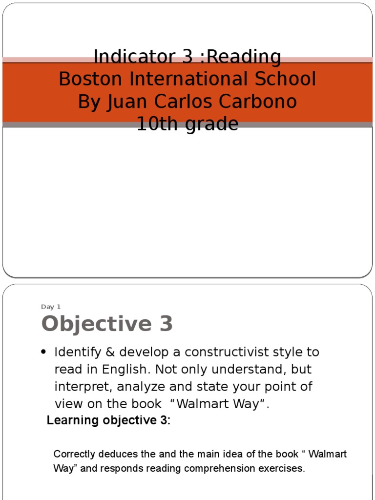Indicator 3:reading Boston International School by Juan Carlos Carbono ...