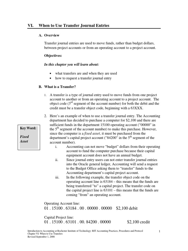 Transfer Journal Entries Debits And Credits Business Economics