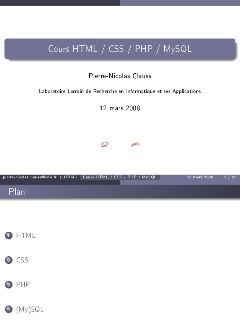 Cours complet HTML, CSS, PHP, MySQL | PDF | Ordinateurs