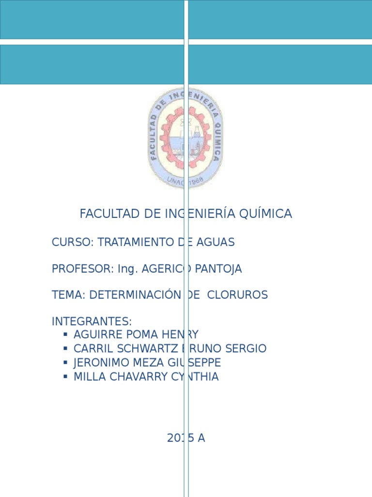 Determinacion de Cloruros Cloro Ph