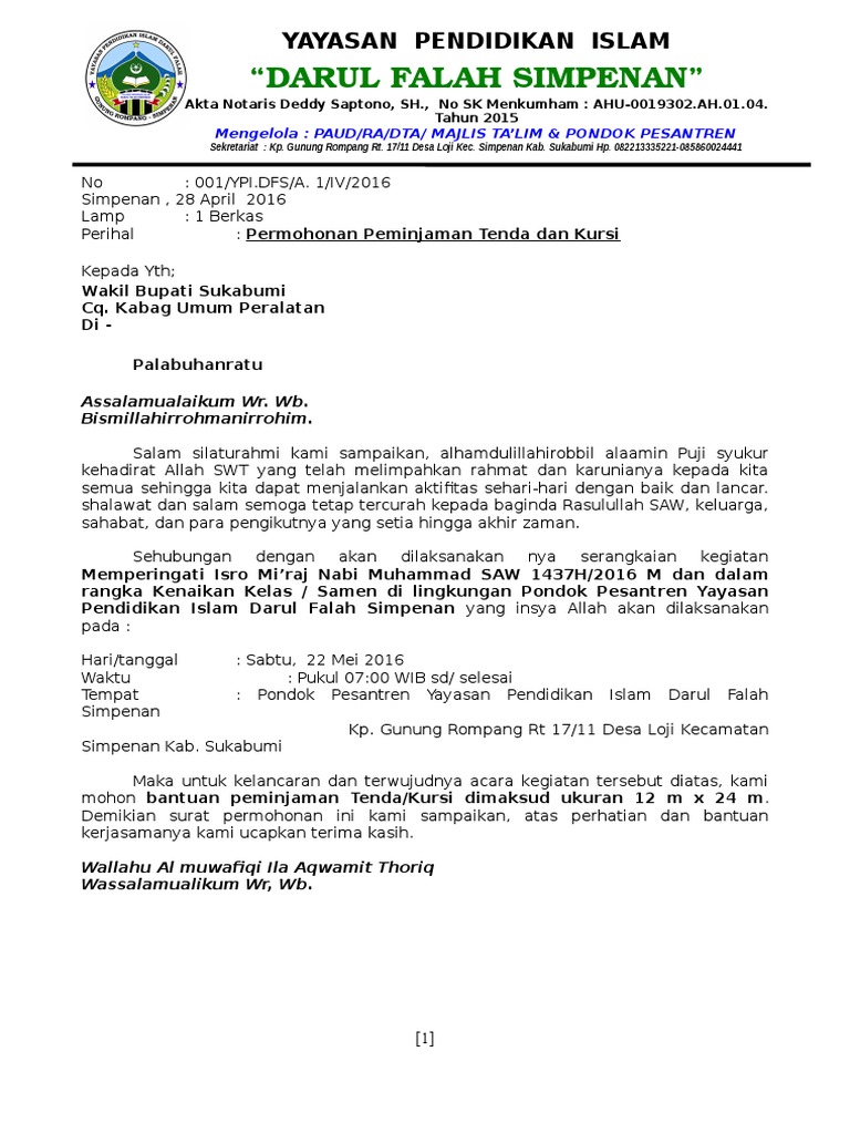 Contoh Kop Surat Yayasan Pondok Pesantren