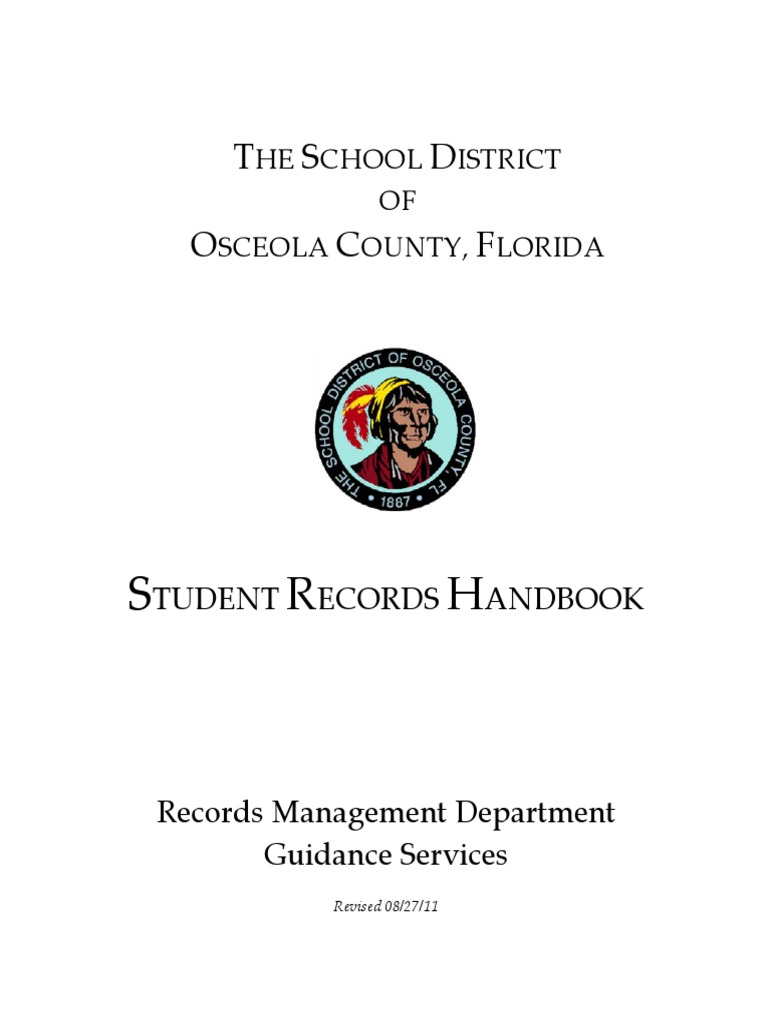 Osceola County Student Records Guide | PDF | Records Management | Schools