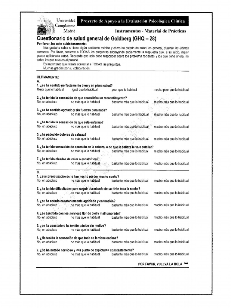 GHQ 28 | PDF