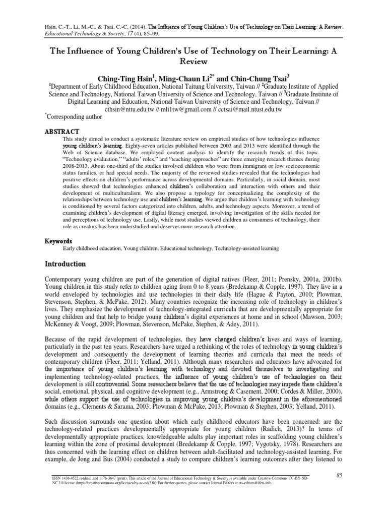 Technology's Impact on Young Learners | PDF | Learning | Literacy