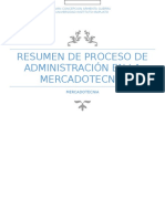 Resumen de Proceso de Administración en La Mercadotecnia