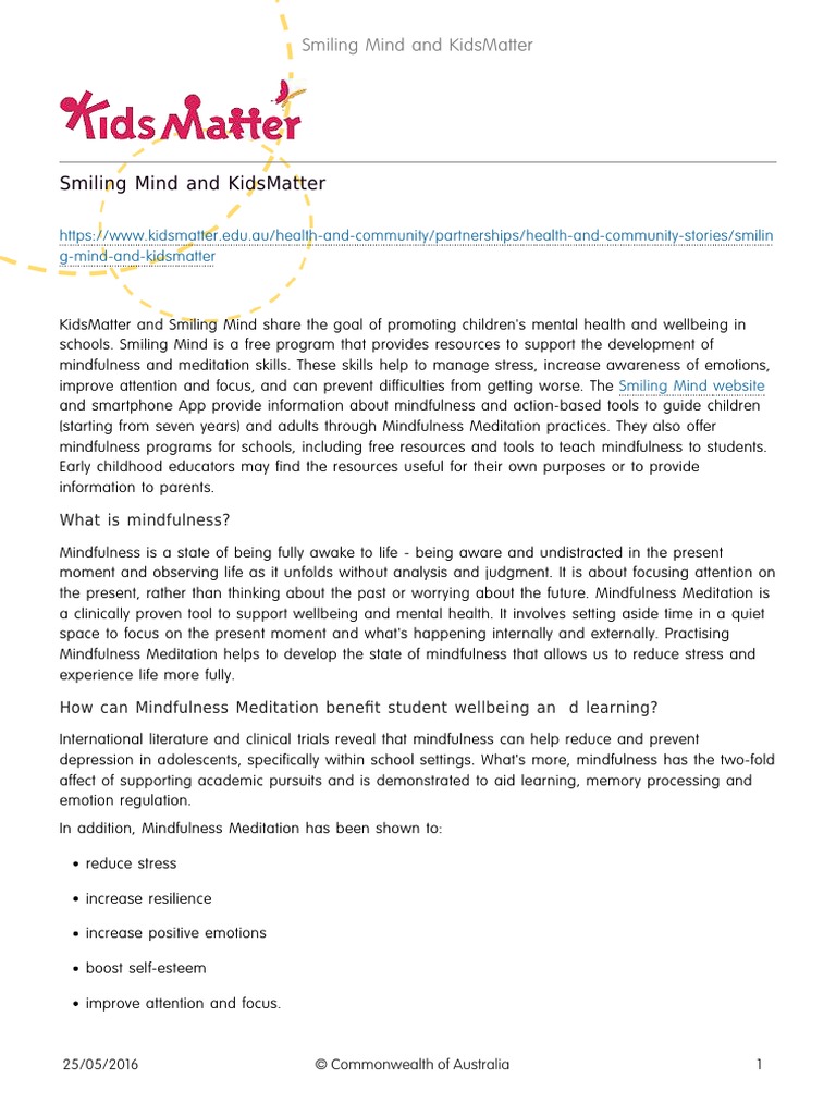 Mindfulness and Kids Matter Program | PDF