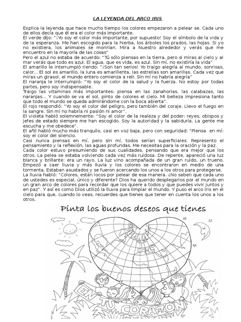La leyenda del arco iris para niños | PDF | Arco iris | Color