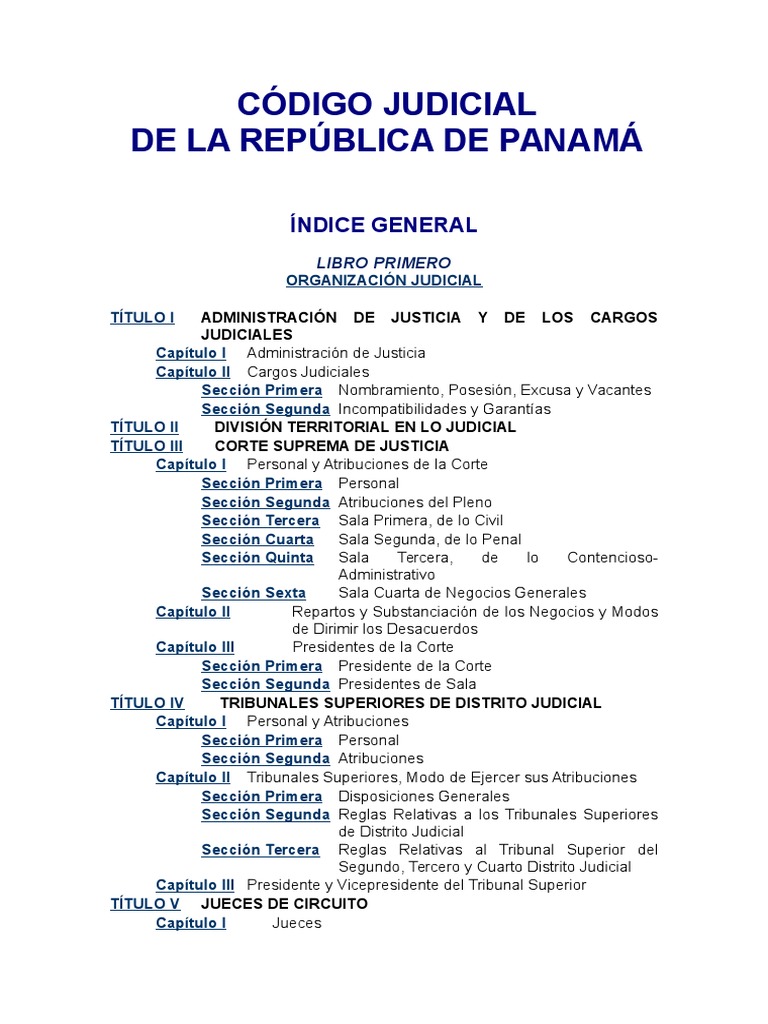 Código Judicial de Panamá Completo | PDF | Juez | Instituciones sociales