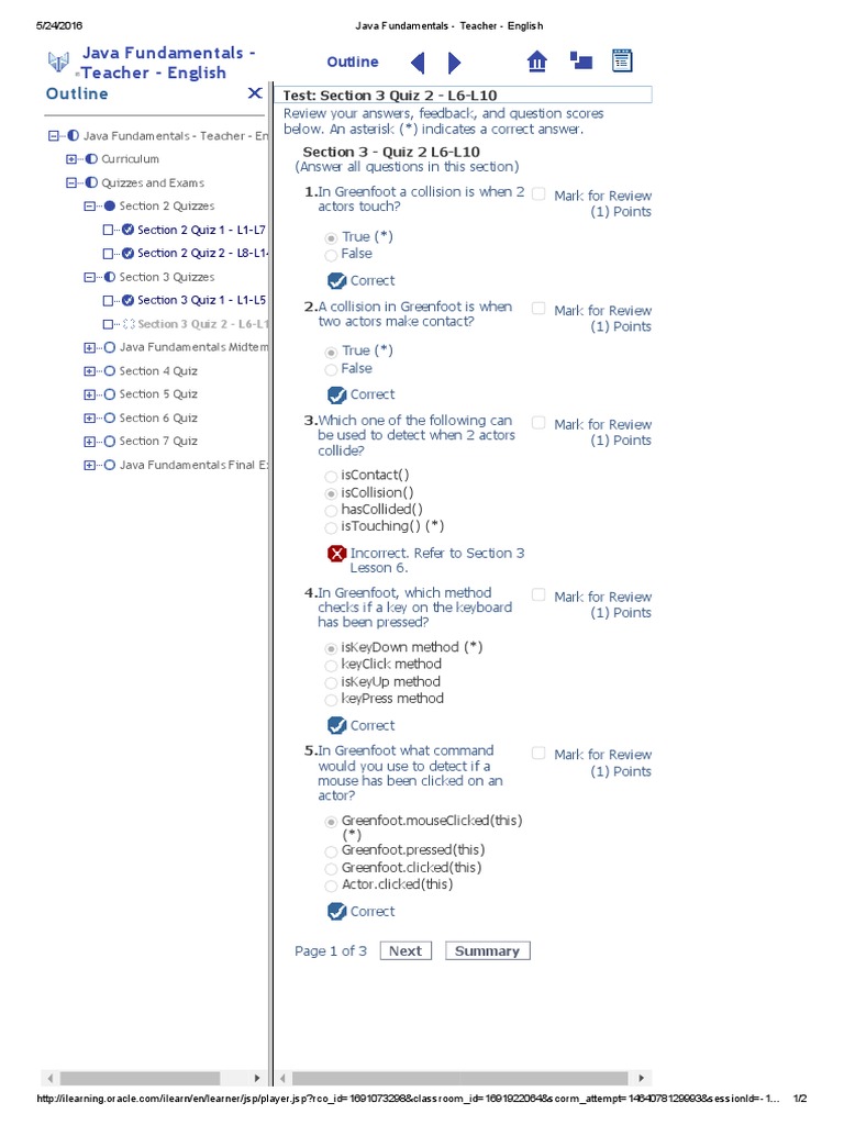 Soal Quiz Greenfoot Oracle Academy Test