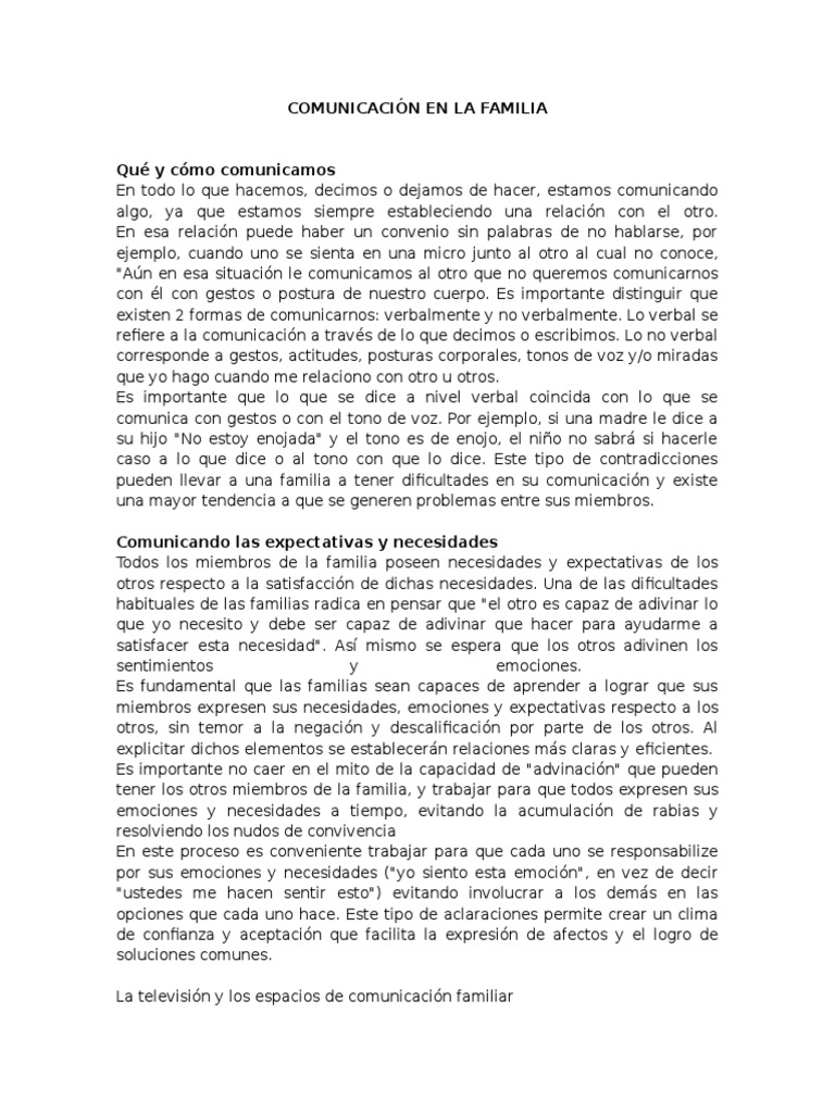 Comunicación en La Familia | PDF | Las emociones | Comunicación