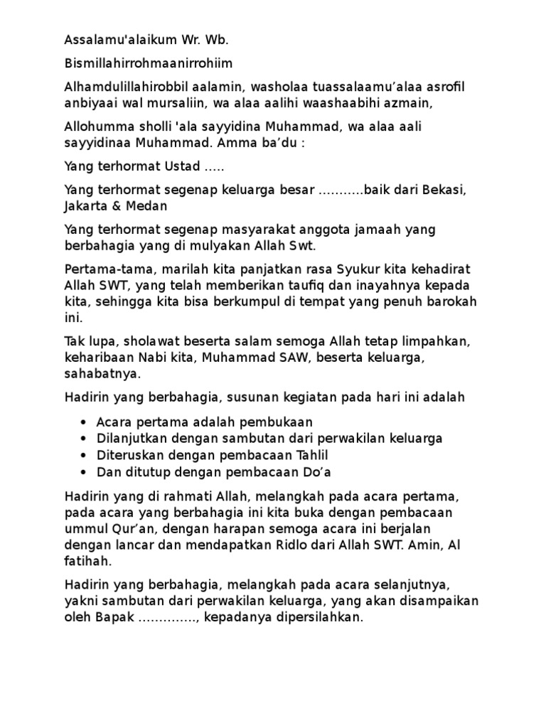 Susunan Acara Dan Panduan Kegiatan Tahlilan