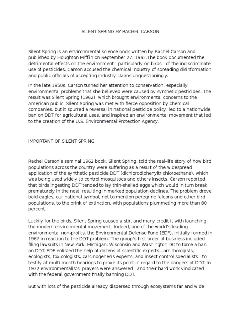 Impact of Silent Spring on Environment | PDF | Ddt | Environmental Science