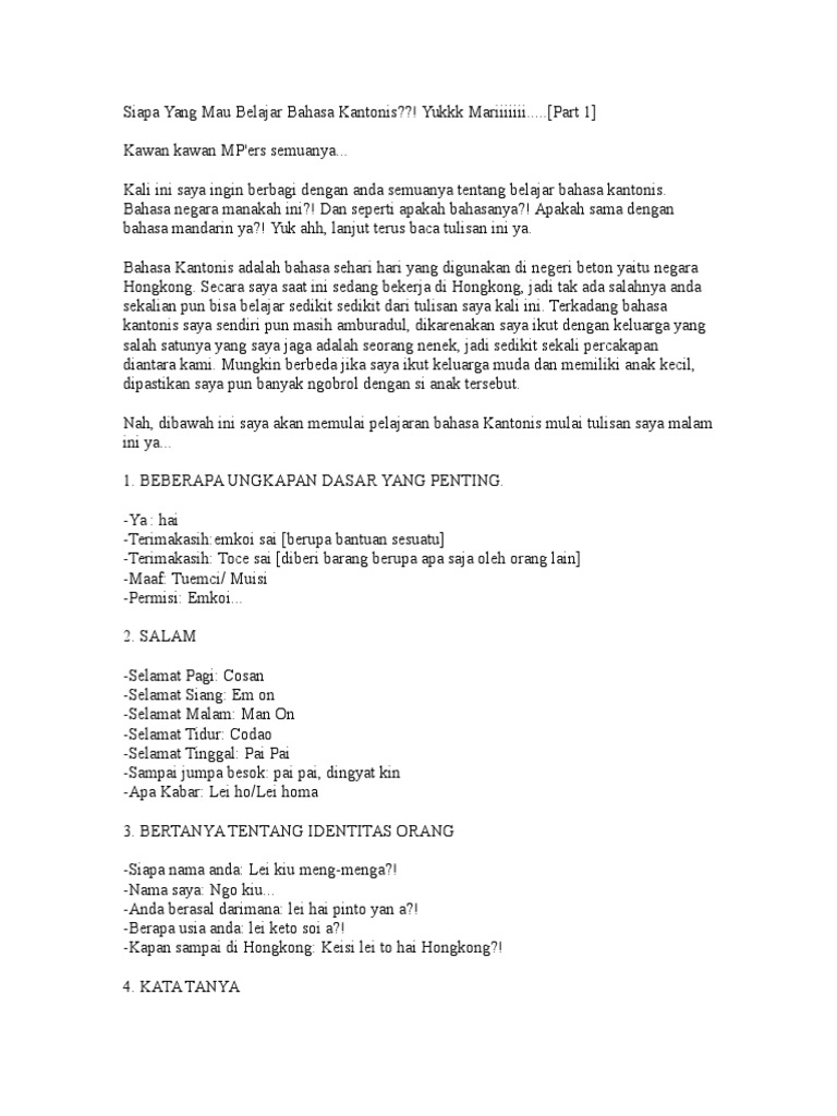 Siapa Yang Mau Belajar Bahasa Kantonis Pdf