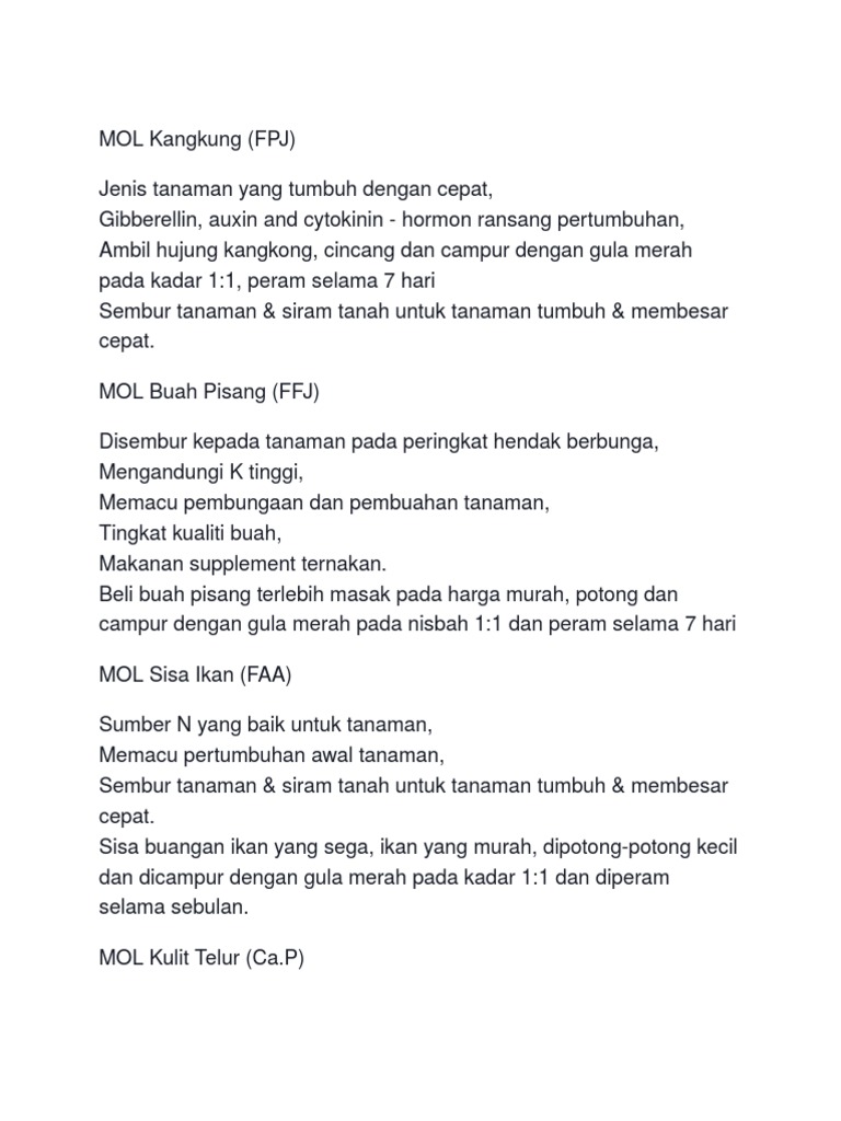 Manfaat MOL untuk Pertumbuhan Tanaman | PDF | Kesehatan Holistik