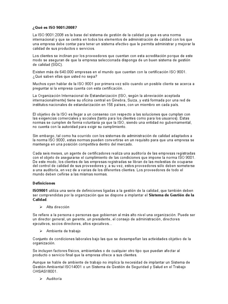Iso 9001 | PDF | Gestión de la calidad | Calidad (comercial)