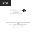 Curriculum MTech Mechanical Manufacturing