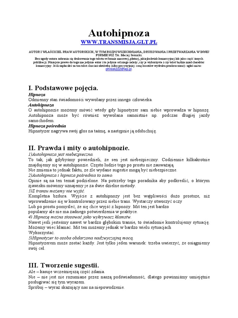 Hipnoza Nauka Hipnotyzowania Krok Po Kroku