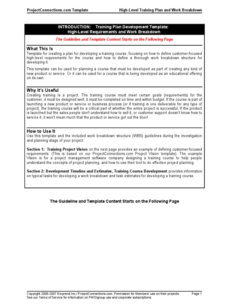 Training Plan High Level | PDF | Business | Computing