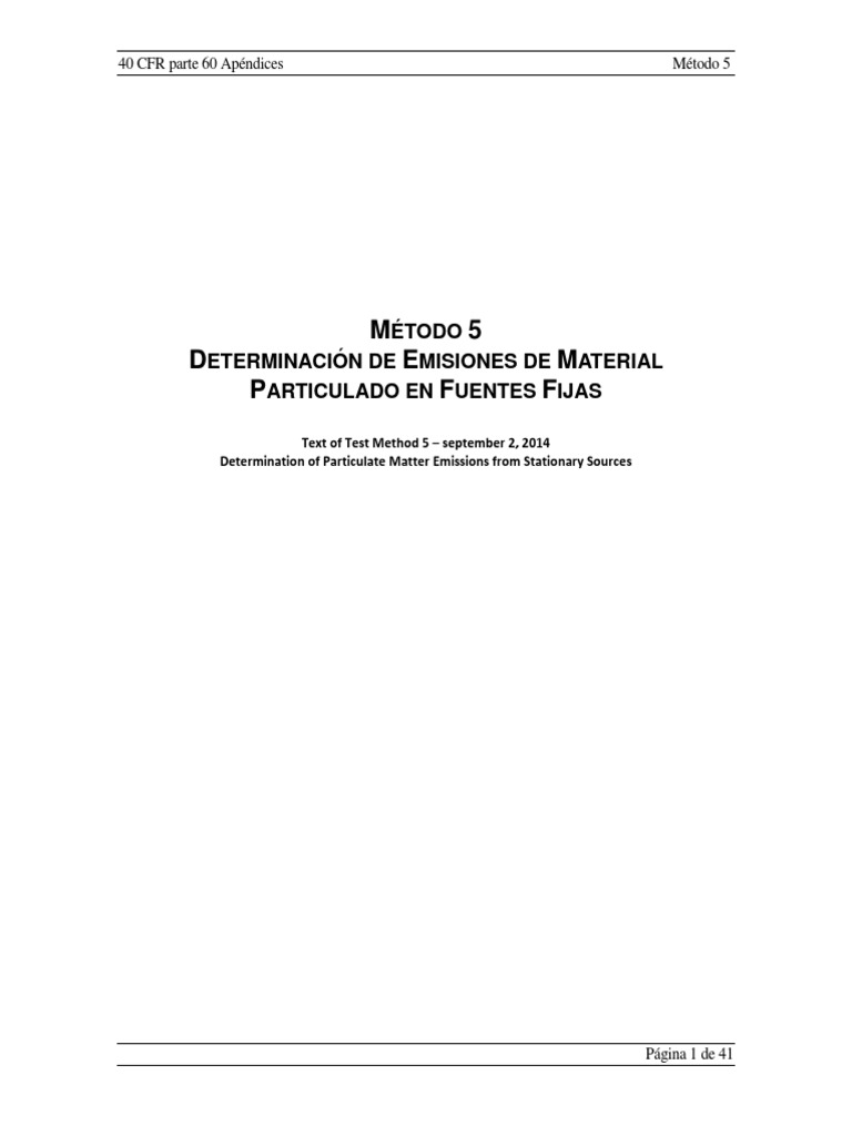 Método EPA-5 en Español | PDF | Humedad | Gases