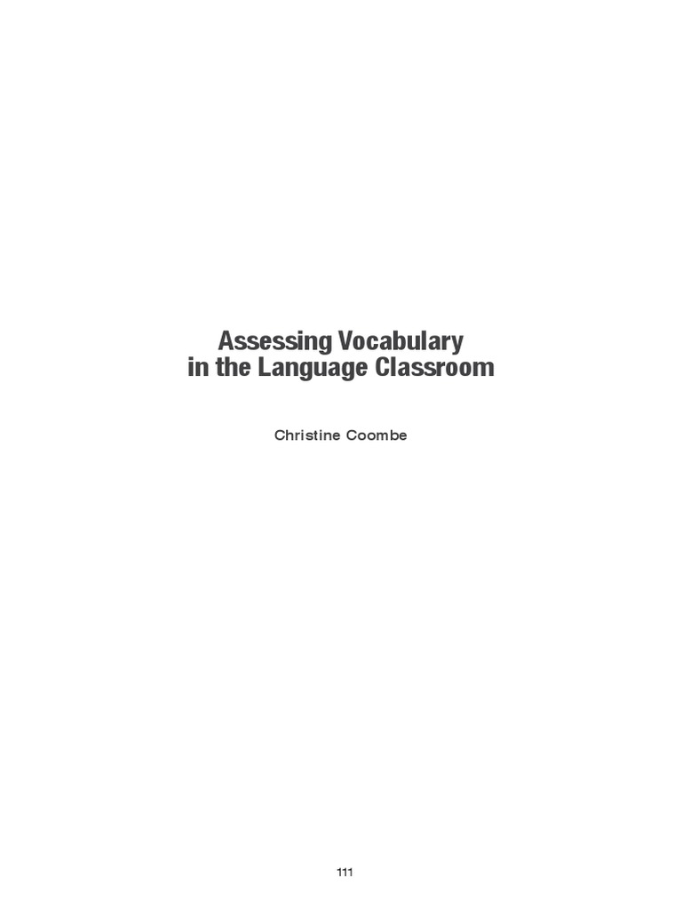 Assessing Vocabulary In The Language Classroon Pdf Pdf Multiple