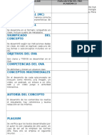 Rubrica de Evaluación Concepto Ova