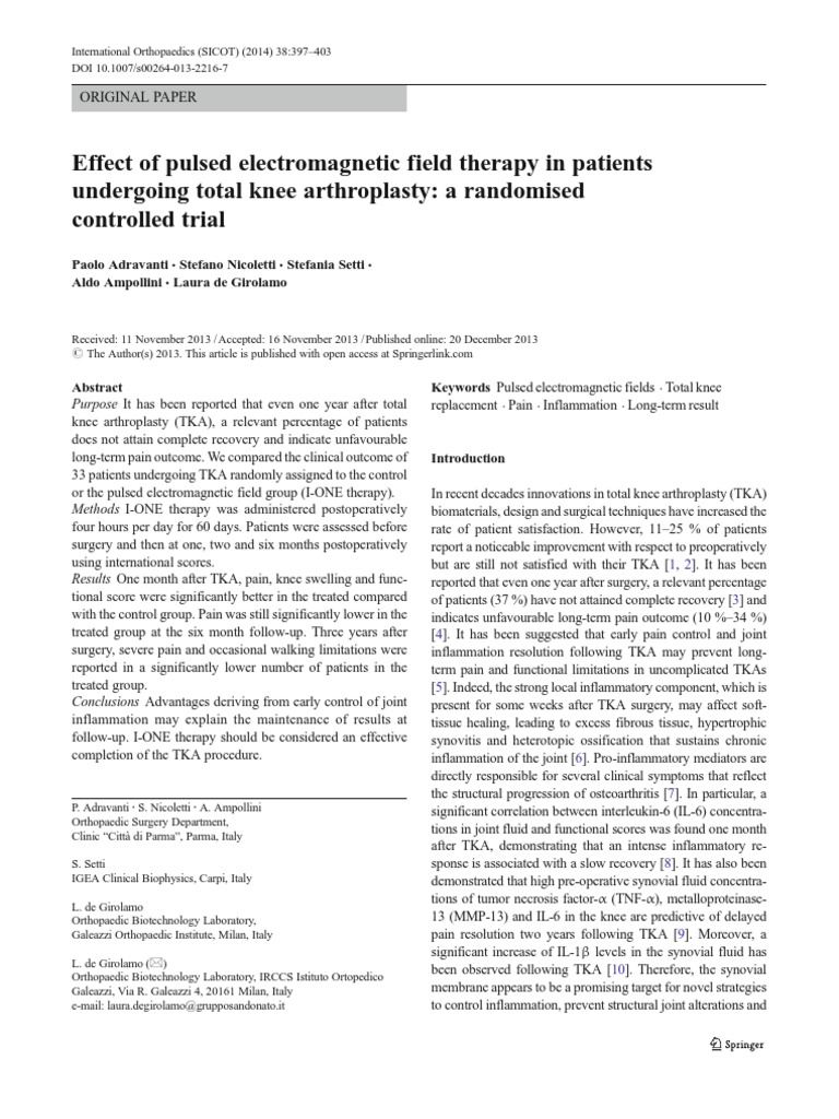 Effect of Pulsed Electromagnetic Field Therapy in Patients | PDF ...
